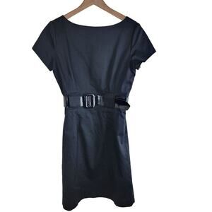 Renee Dumarr Womens Belted Midi Dress size 8 Black Office Career